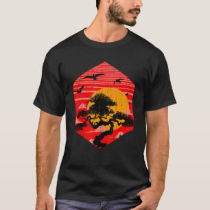 Camiseta Jardinería budista zen atardecer estético japonés 