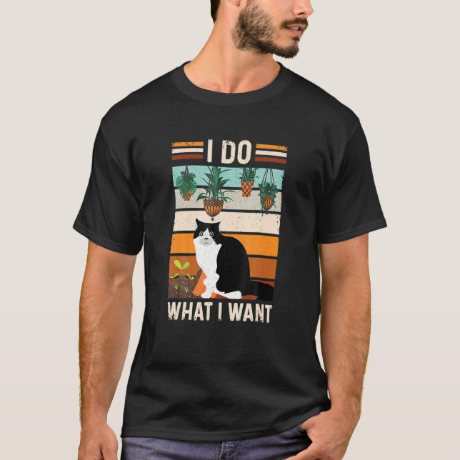 Camiseta Jardinería Ee. Hago Lo Que Quiero El Diseño De Gat (Anverso)