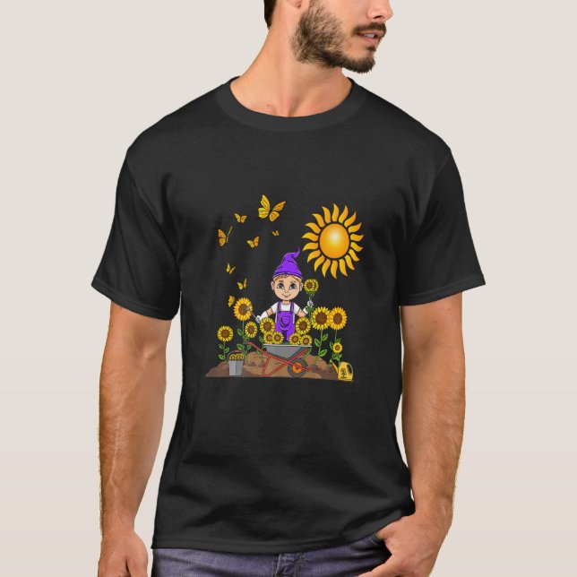 Camiseta Jardinería plantas de girasol flores jardín gnome  (Anverso)