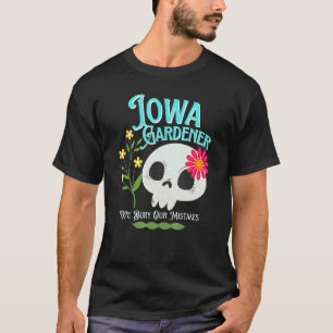 Camiseta Jardinería Rebelde de Iowa Ia Estado Cráneo de Flo