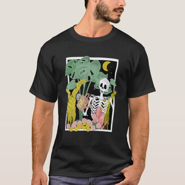 Camiseta Jardinería Skeleton Todos Mis Amigos Son Jardines  (Anverso)