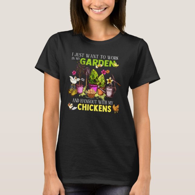 Camiseta Jardinería Y Hangout Con Jardín Vegetable De Pollo (Anverso)