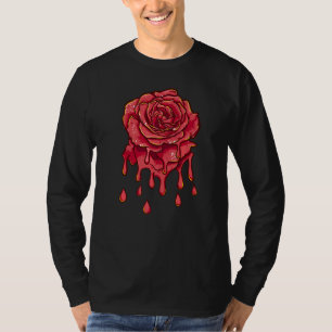Camiseta Jardinero Botánico Flores de Rosa Roja Derretida