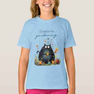 Camiseta Jardinero Gato Caprichoso "Mejor Estoy Jardineando