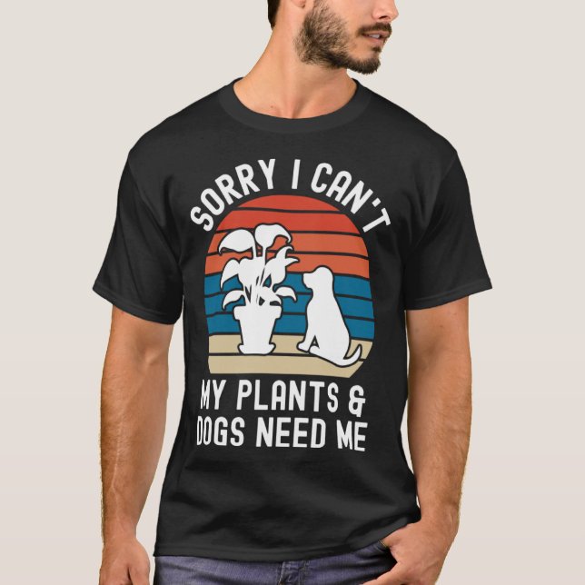 Camiseta Jardinero retro de perro y planta (Anverso)