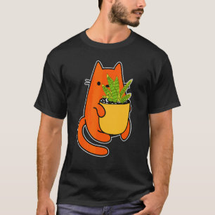 Camiseta Jardinero Suculento Gato Y Hoja De Serpiente