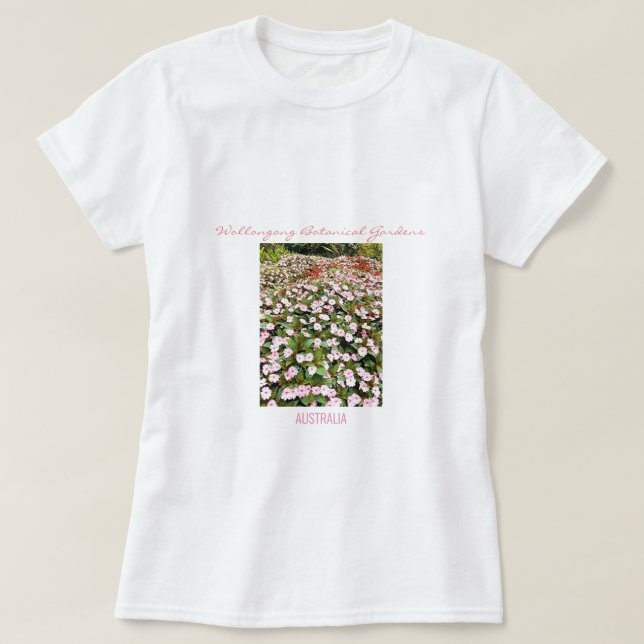 Camiseta Jardines botánicos flores rosadas NSW (Diseño del anverso)