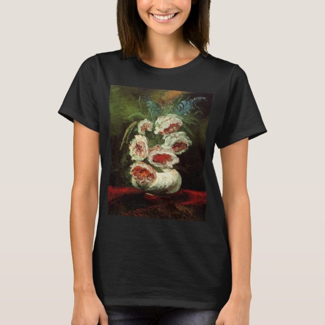 Camiseta Jarrón con peonías por Vincent van Gogh (Anverso)