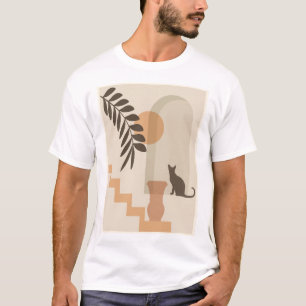 Camiseta Jarrón de hoja de escalera Gato, Arte geométrico a