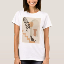 Camiseta Jarrón de hoja de escalera Gato, Arte geométrico a
