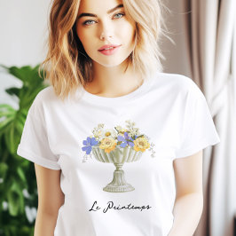 Camiseta Jarrón de jardín romántico con flores Francés