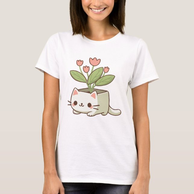 Camiseta Jarrón de planta de gato (Anverso)