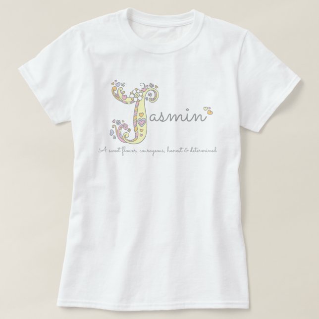Camiseta Jasmin chicas J nombre que significa 'monograma te (Diseño del anverso)