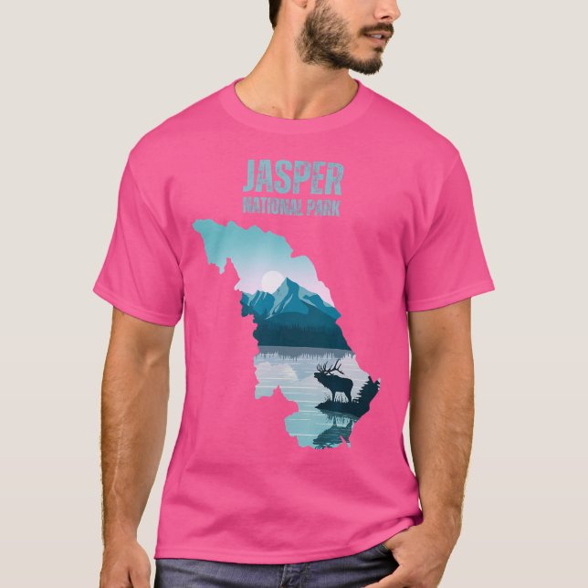Camiseta Jasper National Park Map Jasper Hiking Climbing Ca (Anverso)