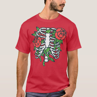 Camiseta Jaula de costillas con rosas rojas para disfraz de