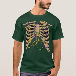 Camiseta Jaula de costillas Mardi Gras, traje de esqueleto 