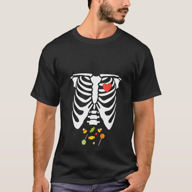 Camiseta Jaula de esqueleto para mujeres Vela de Halloween  (Anverso)