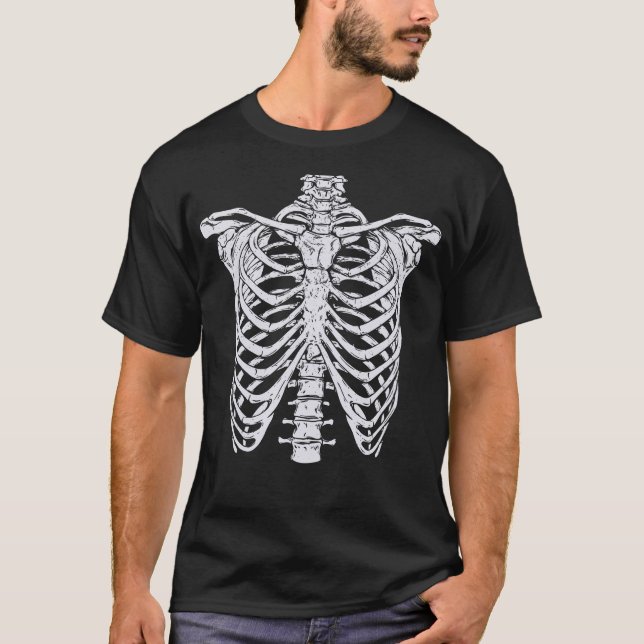 Camiseta Jaula de la costilla de esqueleto Feliz Truco o tr (Anverso)