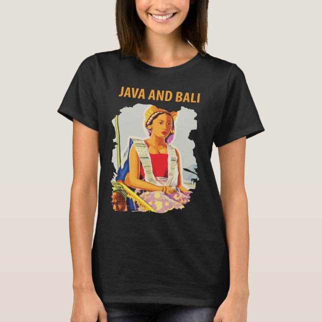 Camiseta Java Bali Indonesia Viaje Azul Tradicional (Anverso)