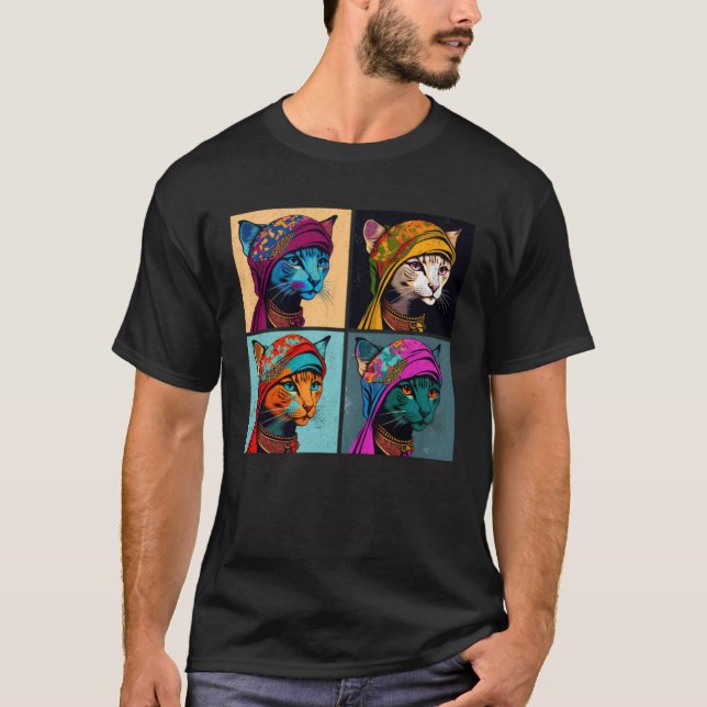 Camiseta Javanese Cat Pop Illustration Colorful Animal Men (Anverso)