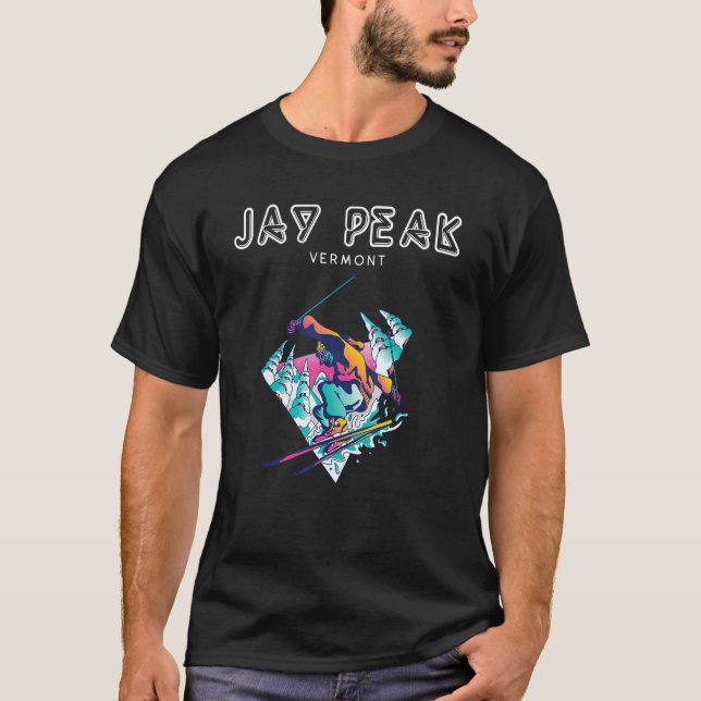 Camiseta Jay Peak Vermont  Retro Skier (Anverso)