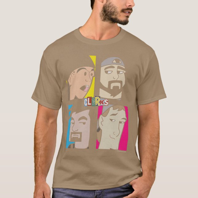 Camiseta Jay Silent Bob Clerks Group Shot Cartoon Character (Anverso)