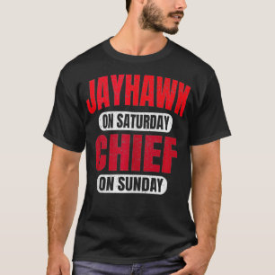 Camiseta Jayhawk el sábado Jefe el domingo Tee Kansas Cit