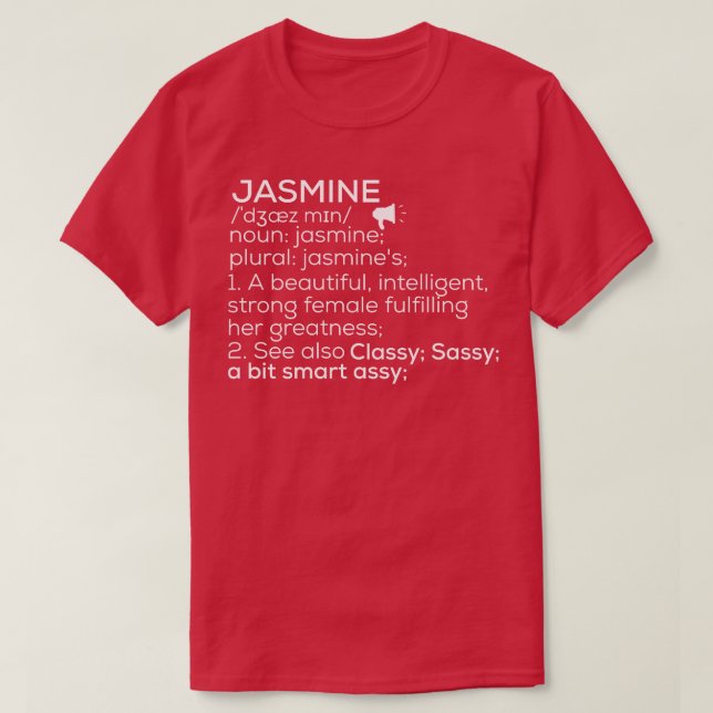 Camiseta Jazmín Nombre Jazmín Definición Jazmín Mujer Nam (Diseño del anverso)