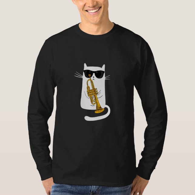 Camiseta Jazz Cat Live Esta Noche Guay Smooth Trumpet Jugan (Anverso)