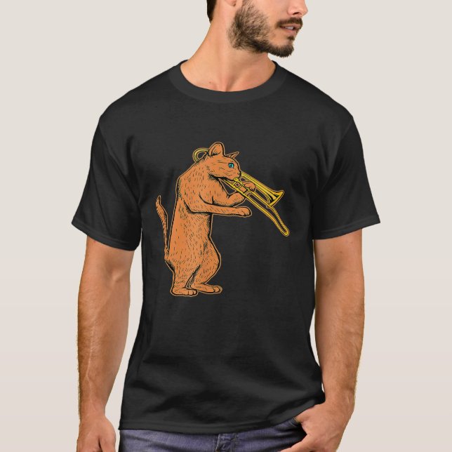 Camiseta Jazz Cat Playing Trombone Cool Musician 1 (Anverso)