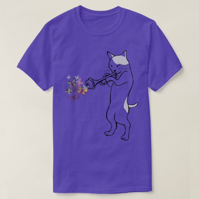 Camiseta Jazz Cat Playing Trumpet (Diseño del anverso)