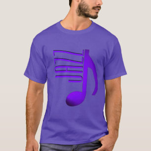 Camiseta Jazz Elegante Fuente Delgado Nota Musical Azul Púr