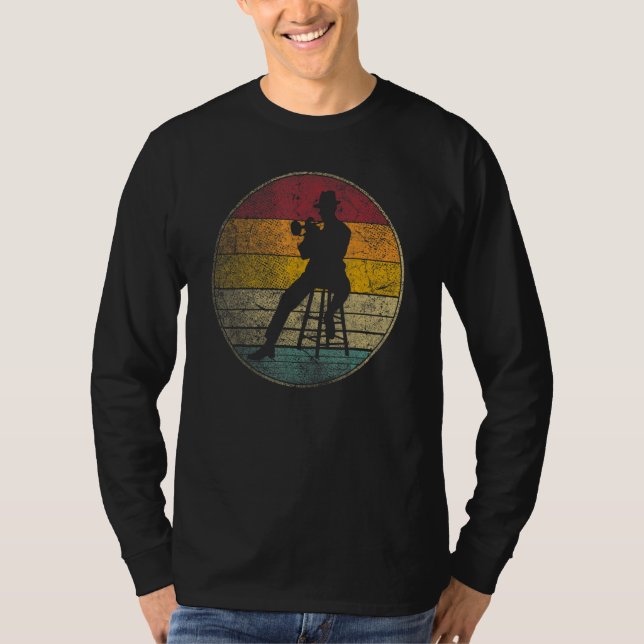 Camiseta Jazz  Fest Festival Sun Retro Music Trumpet Musici (Anverso)