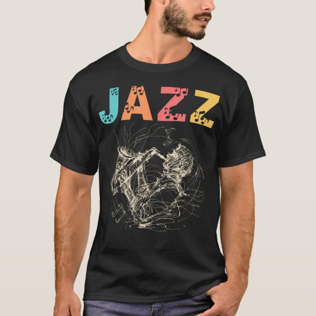 Camiseta Jazz Music Saxophone Concert Trumpet Piano Orchest (Anverso)