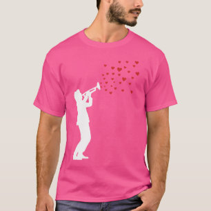 Camiseta Jazz Music T Shirt Trumpet Player Love Hearts New