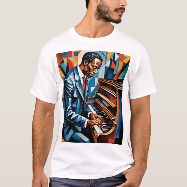 Camiseta Jazz Pianist Resumen Músico Estilo Artístico Tee (Anverso)
