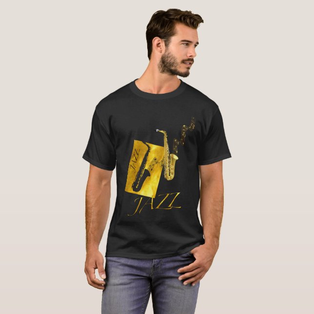 Camiseta Jazz Sax Saxophone Gold (Anverso completo)