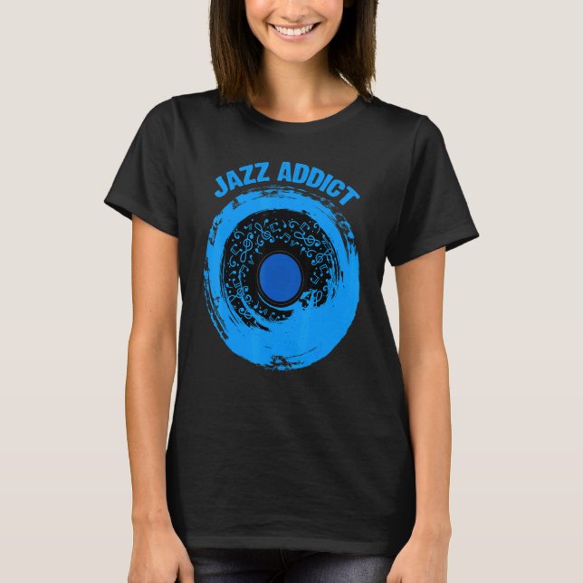 Camiseta Jazz Saxofón Music Sheet Notes Blue Shades Jazz (Anverso)