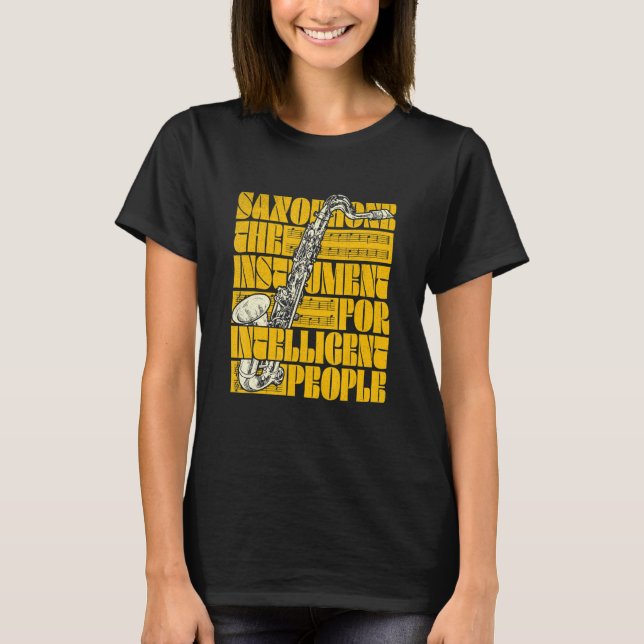 Camiseta Jazz Saxophone Music Notes Sax (Anverso)