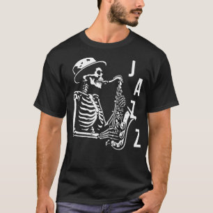 Camiseta Jazz Skeleton toca saxofón