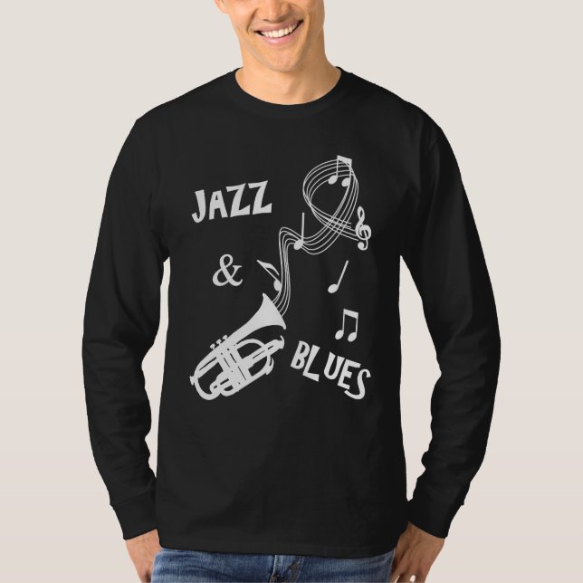 Camiseta Jazz y Blues Music Notes Trumpet Graphic (Anverso)
