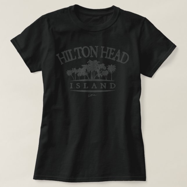 Camiseta JCombs Hilton Head Island, SC, Palm Trees on Beach (Diseño del anverso)