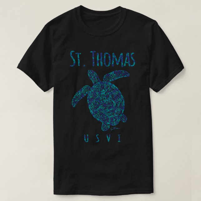 Camiseta JCombs St. Thomas, USVI, tortuga marina, playa (Diseño del anverso)