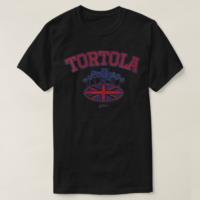 Camiseta JCombs Tortola, BVI, con palmeras y un (Diseño del anverso)