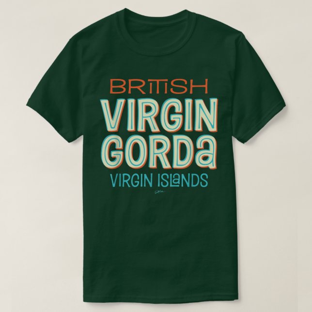 Camiseta JCombs Virgin Gorda, BVI, Retro, Playa  (Diseño del anverso)