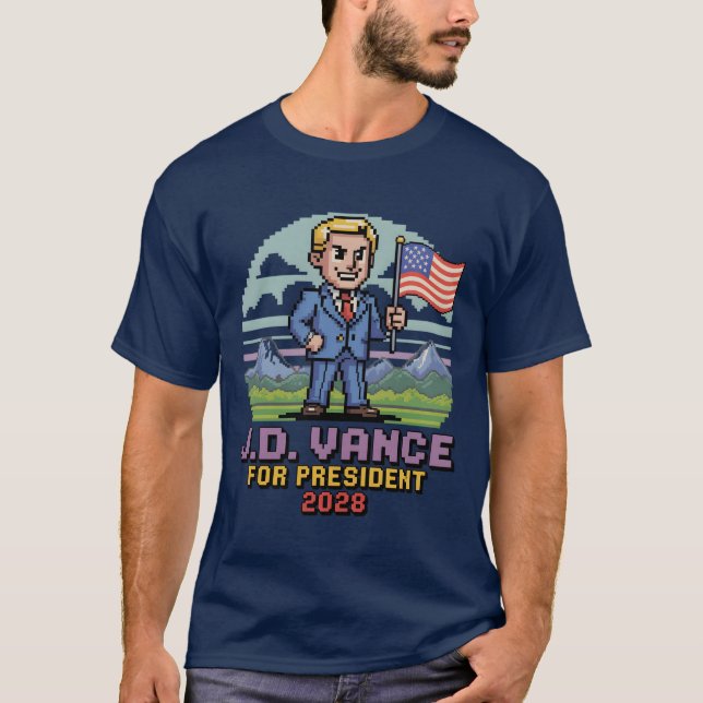 Camiseta JD Vance 2028 para la campaña presidencial retro 8 (Anverso)
