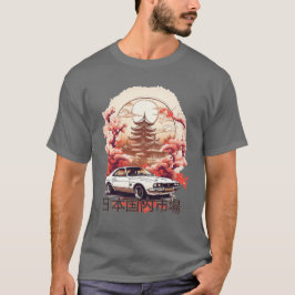 Camiseta JDM car with Japanese landscape on background