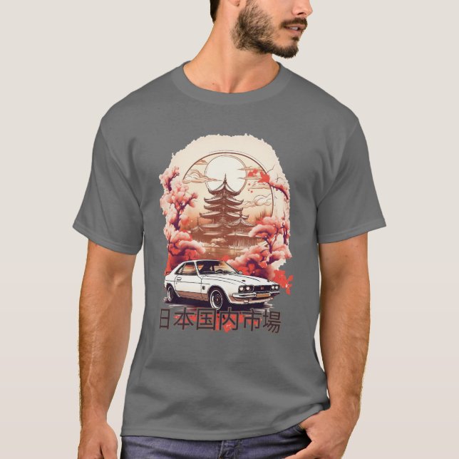 Camiseta JDM car with Japanese landscape on background (Anverso)