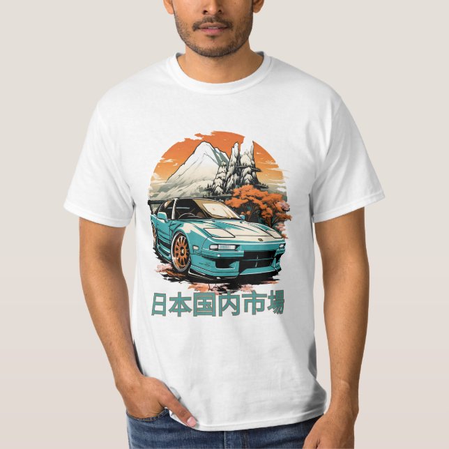 Camiseta JDM car with Japanese landscape on background (Anverso)