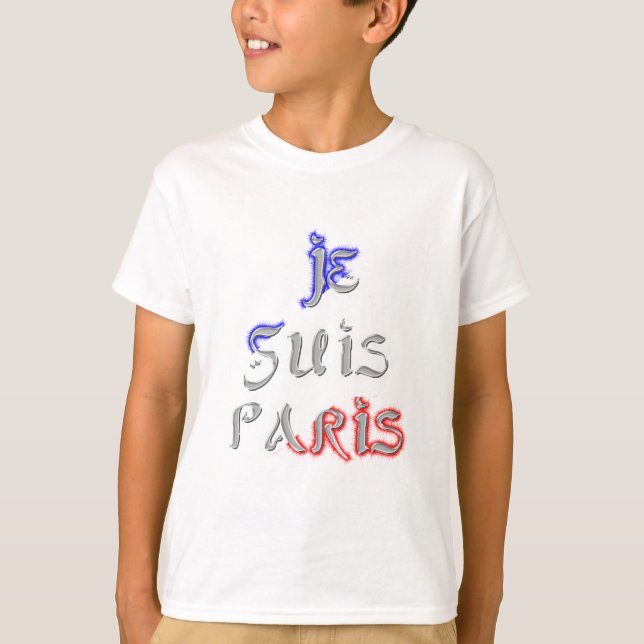 Camiseta Je Suis Paris I Love Paris Texto Art Imprimir (Anverso)